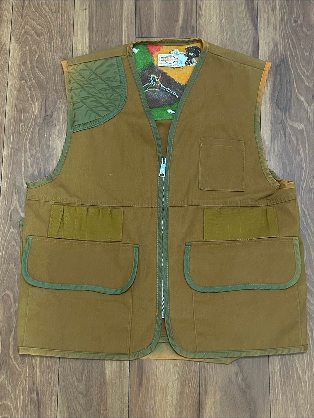 Vintage 60s Original SAFTBAK Men's Bird HUNTING Vest w/ Back Pouch Size LARGE